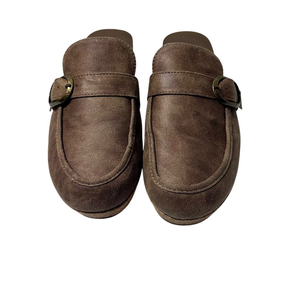Corkys All Get Out Brown Suede Slip-On Mules with Buckle Detail Size 10